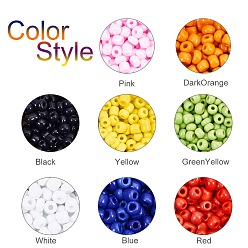 Couleur Mélangete Perles de rocaille en verre pandahall elite, couleurs opaques, rondelle, couleur mixte, 4mm, Trou: 1.5mm, à propos 220pcs / couleur, environ 1760 pcs / boîte