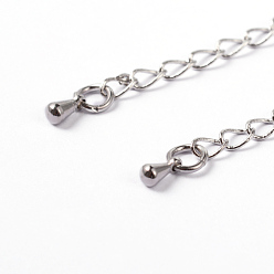 Platinum Brass Chain Extender, with Clasp & Clip Ends Set, Lobster Claw Clasp and Cord Crimp, Nickel Free, Platinum, Chain: 50x3.5mm, Hole: 1.5mm, Clasp: 12x7.5x3mm, Cord Crimp: 13x5mm