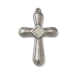 Нержавеющая Сталь Цвет 304 подвески из нержавеющей стали, крест с подвеской в виде ромба, цвет нержавеющей стали, 45x29x3.5 мм, отверстие : 1.8 мм