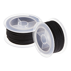 Черный 2 рулоны полиэстеровых плетеных шнуров, для изготовления ювелирных изделий, круглые, чёрные, 2.2 мм, около 5.47 ярдов (5 м) / рулон