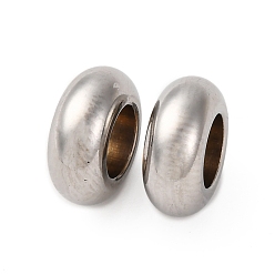 Нержавеющая Сталь Цвет 304 из нержавеющей стали европейские шарики, бусины с большим отверстием, рондель, цвет нержавеющей стали, 10x4 мм, отверстие : 5 мм