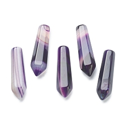 Фиолетовый Бусины из натурального полосатого агата, лечебные камни, палочка для медитативной терапии, уравновешивающая энергию рейки, пуля, неочищенные / без отверстий, окрашенные, граненые, для проволоки, свернутой подвесками решений, фиолетовые, 29~33x7.5~8.5 мм