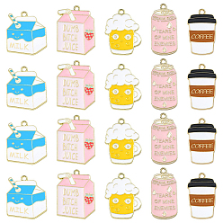 (52) Непрозрачная лаванда 20 шт 5 стили подвески из сплава эмали, золотой свет, пить, разноцветные, 27~34x16~23x1 мм, отверстие : 2 мм, 4 шт / стиль