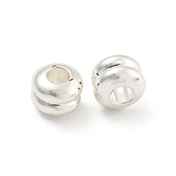 Посеребрённый Латунные бусины, колонна с канавкой, 925 серебро покрытием, 4x3 мм, отверстие : 1.6 мм