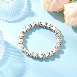 Коричневый Браслеты из фарфора и керамики с цветочным принтом, растягивающиеся вручную, круглые, кофе, внутренний диаметр: 2-3/8 дюйм (6.1 см)