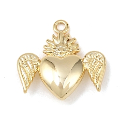 Настоящее золото 18K Латунные подвески, без кадмия, без никеля и без свинца, священное сердце с крылом, реальный 18 k позолоченный, 15x15.5x4 мм, отверстие : 1.4 мм