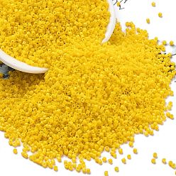 Золотистый Стеклянный бисер непрозрачных цветов, цилиндр, золотые, 1.6x1.3 мм, отверстие : 0.8 мм, Около 60000 шт / фунт