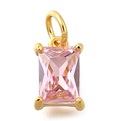 Pink 925 подвески из стерлингового серебра с прозрачными кубическими цирконами, прямоугольные, с целью перехода в кольце, золотые, розовые, 9.5x6.5x4 мм