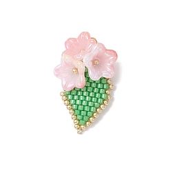 Светло-Коралловый Подвески-цветы из стеклянных бусинок ручной работы, с 304 кольцами для прыжков из нержавеющей стали и акрилом, свет коралловый, 34x22x12 мм, отверстие : 3 мм