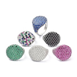 (52) Непрозрачная лаванда Украшения для девочек-подростков женский подарок, круглые кольца с фианитами и широкой полосой, платиновые латунные открытые манжеты, разноцветные, размер США 6 (16.5 мм)