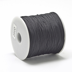 Black Polyester Cords Macrame Thread, for DIY Jewelry Making, Black, 0.8mm, about 131.23~142.16 yards(120~130m)/roll