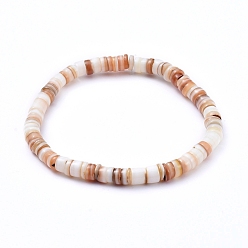 Античный Белый Браслеты с бусинами из натуральной ракушки, окрашенные, самородки, старинный белый, внутренний диаметр: 2-1/8 дюйм (5.3 см)