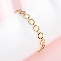 Золотой 304 браслеты-цепочки с кольцами из нержавеющей стали, ионное покрытие (ip), золотые, 7-3/8 дюйм (18.6 см)