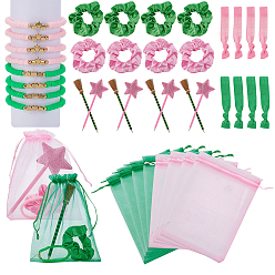 (52) Непрозрачная лаванда Подарочный набор для вечеринки в ведьминском стиле, включая эластичные аксессуары для волос из полиэстера, сумочки из органзы , деревянный и пластиковый карандаш, Эластичные браслеты из полимерной глины и резинки для волос из спандекса, разноцветные, 100x3 мм, внутренний диаметр: 40 мм, 2 цветов, 4 шт / цвет, 8 шт