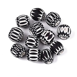 Schwarz Handgefertigte Millefiori-Glas-Rondelle-Perlen, Chevron-Perlen, Schwarz, 19~22x20~23 mm, Bohrung: 2~9 mm