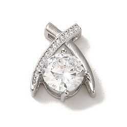Round Micro Pave Clear Cubic Zirconia Pendants, Round, 16x12.5x6mm, Hole: 2x4.5mm