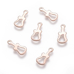 Розовое Золото 201 прелести нержавеющей стали, гитар, розовое золото , 14x6x0.6~0.8 мм, отверстие : 1.4 мм