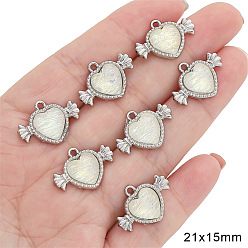 Сердце Подвески из платинового сплава со стразами из смолы, сердце, 15x21 мм