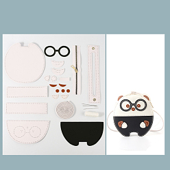 Черный Наборы для изготовления кошелька для свиньи своими руками, включая искусственную ткань, ручки для сумок, молния, игла и проволока, чёрные, 20x18x4.5 см