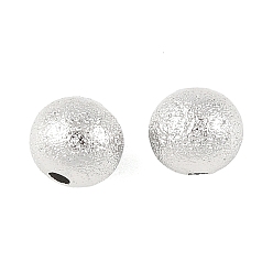 Real Platinum Plated SHEGRACE Brass Spacer Beads, Cadmium Free & Nickel Free & Lead Free, Round, Textured, Real Platinum Plated, 6mm, Hole: 1.4mm