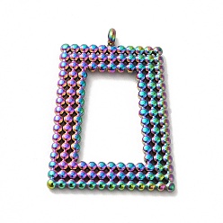 Rainbow Color Ионное покрытие (ip) 304 подвески из нержавеющей стали, трапециевидный шарм, Радуга цветов, 27x20x1.5 мм, отверстие : 1.8 мм