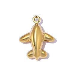 Настоящее золото 18K 304 подвески из нержавеющей стали, прелести самолета, зеркальная полировка, ионное покрытие (ip), реальный 18 k позолоченный, 16x13 мм, отверстие : 1.2 мм