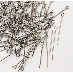 Черный Цвет Металла Латунный штифт, без кадмия и без свинца, металлический черный , 50x0.7 мм, Отверстие : 2 мм , около 5000 шт / 1000 г