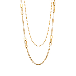 Настоящее золото 14K 304 двухслойные колье из нержавеющей стали, ионное покрытие (ip), реальный 14 k позолоченный, 19.69 дюйм (50 см)