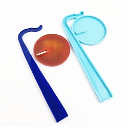 Deep Sky Blue DIY Silicone Molds, for Earring Making, Resin Casting Molds, For UV Resin, Epoxy Resin Jewelry Making, Ball & Stick, Deep Sky Blue, 205x98x6mm, Inner Diameter: 75mm and 200x22mm