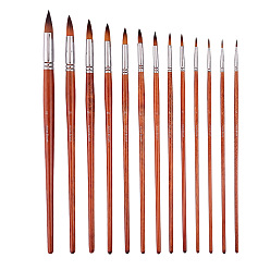 Шоколадный Набор кистей, нейлоновая головка щетки с деревянной ручкой и алюминиевой трубкой, для акварельной живописи художник профессиональная живопись, цвет шоколада, 28.5~32.6 см, 13 шт / комплект