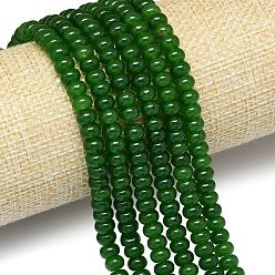 Темно-Зеленый Натуральный Malaysia нефритовые бусы пряди, окрашенная и подогревом, рондель, темно-зеленый, 6~6.5x3.8~4.5 мм, отверстие : 0.9~1 мм, около 92~94 шт / нитка, 14.96''~15.35'' (38~39 см)