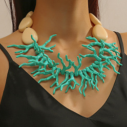 Бирюза Богемные смоляные угловые бусины массивные ожерелья для женщин, бирюзовые, 18.50 дюйм (47 см)