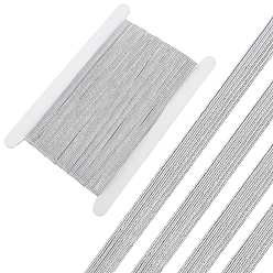 Серебро 24 ярдов плоского эластичного шнура/ленты, швейные принадлежности для одежды, серебряные, 10 мм