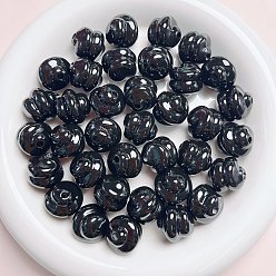 Черный Непрозрачные акриловые бусины, спекающийся лак, чёрные, 16x16 мм, отверстие : 3 мм