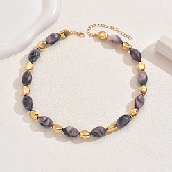 Розовый Овальные бусины из сплава и пластика, золотые, туманная роза, 17.52 дюйм (44.5 см)