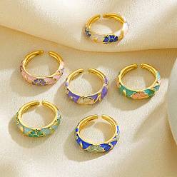 (52) Непрозрачная лаванда Латунные открытые манжеты для женщин, с эмалью, цветок, золотые, разноцветные, 5.5 мм, внутренний диаметр: регулируемый