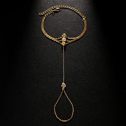 Золотой Браслеты из сплава с прозрачными кубическими циркониями, многожильные браслеты для женщин, плоско-круглые, золотые, 5-7/8 дюйм (15 см)