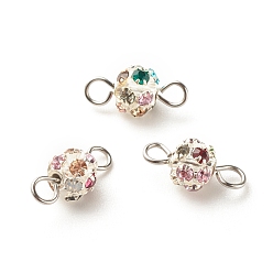 Silbern Silberfarbig Bunte Strass-Anhänger aus Messing, mit 304 Edelstahlschlaufen, Runde, Silbern Silberfarbig, 13.5x6 mm, Bohrung: 2 mm