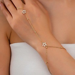 Золотой Простой стиль 304 браслеты из нержавеющей стали со стразами, цветок, золотые, 6-1/4 дюйм (16 см)