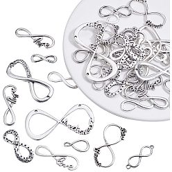 Antique Silver Tibetan Style Alloy Links, Infinity, Antique Silver, 74x73x25mm