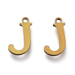 Letter J Вакуумное покрытие pvd 304 подвески из нержавеющей стали, лазерная резка, алфавит, античная бронза, letter.j, 12x6.5x0.8 мм, отверстие : 1 мм