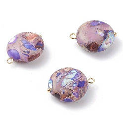 Имперская яшма Подвески из натуральной имперской яшмы, с золотыми латунными петлями, плоско-круглые, 19x15.5x6 мм, отверстие : 1.6 мм
