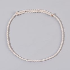 Floral White Summer Beach Adjustable Braided Cotton Cord Anklets for Men Women, Floral White, 12-5/8 inch(320mm)
