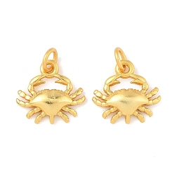 Настоящее золото 24K Подвески из морской латуни, крабовые прелести, долговечный, без свинца и без кадмия, с целью перехода в кольце, реальный 24 k позолоченный, 10x11x2.5 мм, отверстие : 2 мм
