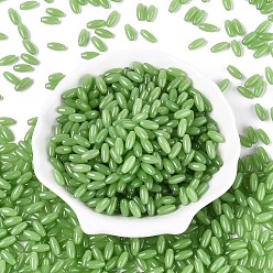 Светло-зеленый Стеклянный бисер непрозрачных цветов, овальные, светло-зеленый, 9x4 мм, отверстие : 1.2 мм, Около 1875 шт / фунт