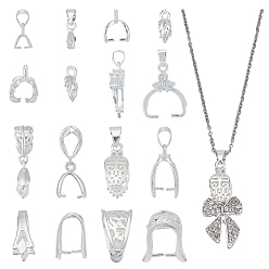 Серебро Наборы для изготовления ювелирных изделий своими руками, включая латунные скобы для ледорубов, подвесные скобы и защелкивающиеся скобы, серебряные, 9 мм, отверстие : 4x5 мм