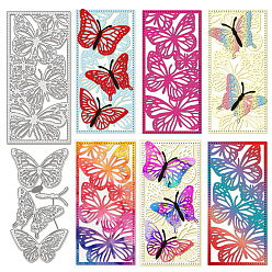 Бабочка Углеродистая сталь разрезает трафареты, для diy scrapbooking, Фотоальбом, декоративная бумага для тиснения, цвет нержавеющей стали, бабочка, 166~193x85~94x0.8 мм, 2 шт / комплект