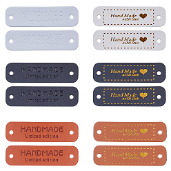Mixed Color PU Leather Labels, Handmade Embossed Tag, with Holes, for DIY Jeans, Bags, Shoes, Hat Accessories, Rectangle with Word, Mixed Color, 120pcs/set