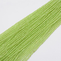 Olive Quartz Natural Olive Quartz Beads Strands, Round, Faceted, 2mm, Hole: 0.5mm, about 197pcs/strand, 15.7 inch(40cm)