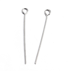 Stainless Steel Color 304 Stainless Steel Eye Pin, Stainless Steel Color, 30mm, Hole: 2mm, Pin: 0.8mm